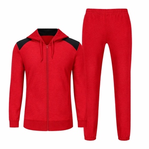 Customizable Polyester/Cotton Breathable Quick Dry Lightweight Hooded Drawstring 2-in-1 Design Men's Winter Sport Tracksuit - Product Image 1