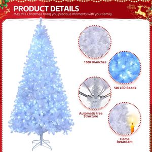 Albero di Natale Artificiale Pre-Illuminato da 2,4 m con 1500 Rami, 500 Luci, Pino Artificiale a Cerniera per Feste, Ufficio, Casa - Effetto Realistico Superiore - Product Image 6