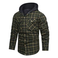 Vestes de randonnée pour hommes d'extérieur, Chemises-vestes en flanelle pour hommes, Manteaux d'hiver matelassés à carreaux, Vêtements d'extérieur épais à capuche, Chemises polaires pour hommes