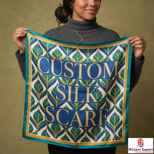 Foulard carré de luxe imprimé sur mesure effet soie, châle, fabricant de tissus textiles OEM ODM, fournisseur exportateur Europe - Product Image 2
