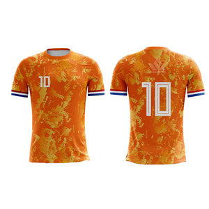 เสื้อฟุตบอลชายสีน้ำเงิน เบอร์ 10 พิมพ์ลายแบบ Sublimation คอกลม แขนสั้น ระบายอากาศได้ดี ผลิตจากโพลีเอสเตอร์ ชุดฟุตบอลทีมแบบสั่งทำ - Product Image 5