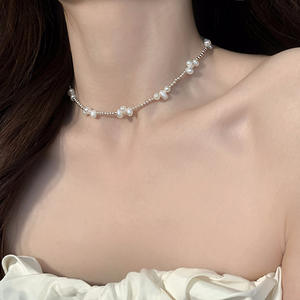 Baroque <b>Freshwater</b> <b>Pearl</b> <b>Necklace</b> Irregular Rice Grain Shape Internet Red Copper Bead Splicing Temperament Collarbone Accessory - Product Image 2