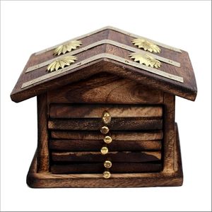 Wooden Tea <b>Coaster</b> Set Hut Shape Handmade Wood <b>Coaster</b> Plates <b>for</b> Tea Coffee Hot <b>Drinks</b> Home Office Table Decor - Product Image 1
