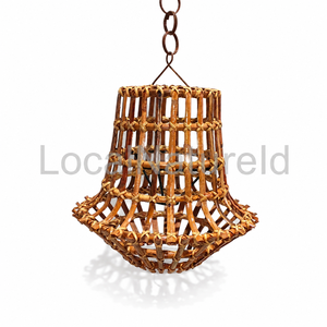 Abat-jour suspendu en rotin brun fait main, finition naturelle, lampe suspendue rustique bohème, lumière décorative d'intérieur - Product Image 2