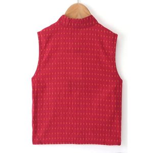 Veste traditionnelle indienne jaune et rouge pour garçons avec Kurta à manches longues et pyjama en polyester uni, vêtements cousus - Product Image 5