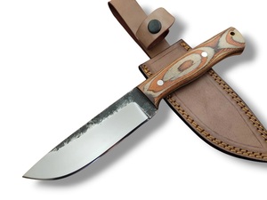 Cuchillo de Supervivencia Nórdico de Acero Inoxidable de Grado Industrial con Mango de Madera Pakka y Funda de Cuero, Largo Total de 9 Pulgadas, Hoja Entera, Cuchillo de Camping - Product Image 1