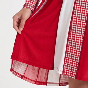 Vestido de Maternidad a Cuadros Rojos y Blancos para Mujer, Manga Larga, Cuello en V, Largo hasta la Rodilla, Corte Holgado, Línea A, 100% Poliéster, Vestido de Verano, Ropa de Dormir - Product Image 4