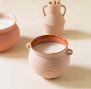 Portavelas de Cerámica Rústica Terracota, para una Sola Mecha, Larga Duración, Resistente al Calor, Acabado Texturizado, Decoración Duradera para el Hogar, Regalo - Product Image 2