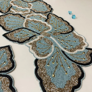 Modern Seed Beads Embroidery Table Runner for Home Festive Decor for Christmas Halloween Party - Product Image 1