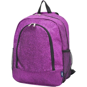 Cheerleading Backpack Custom Purple Glitter Sparkle Black Trim Silver Zipper Mesh <b>Pocket</b> Squad OEM - Product Image 1