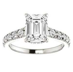 <b>Emerald</b> Cut 8x10mm Moissanite Solitaire <b>Ring</b> 925 Sterling <b>Silver</b> Luxury Engagement Wedding Promise Anniversary Gift - Product Image 1