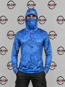 Sudadera con Capucha de Pesca para Hombre MAW, Estampado de Marlín Azul, Protección Solar UPF 50, Camisa de Manga Larga Anti-UV con Cubre Rostro - Product Image 4