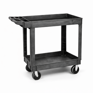 500lb Loading Utility Service Cart 32" Poly Waterproof Easy Assemble Rolling <b>Plastic</b> Tool <b>Trolley</b> for Garage Workshop GAPGAR001 - Product Image 2