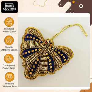 Elegant Design Top Selling Handcrafted Velvet <b>Beads</b> Made Gold/<b>Blue</b> Butterfly Shape Home Decorative Hanging Ornaments on Sale - Product Image 4