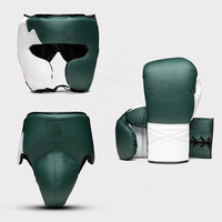 DAWNFROCE FIGHT GEARS Ensemble de boxe : Casque, Gants, Protège-grenades Orange et Blanc en Cuir de Vachette et Microfibre – Confortable et Durable