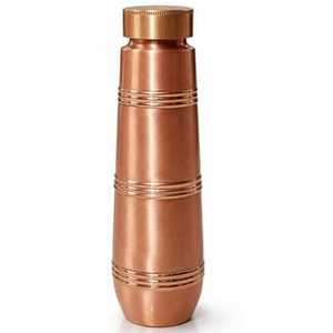 Bouteille d'eau artisanale en cuivre pur, design rainuré, sans joint, anti-fuite, style ayurvédique, vente en gros, Inde - Product Image 1