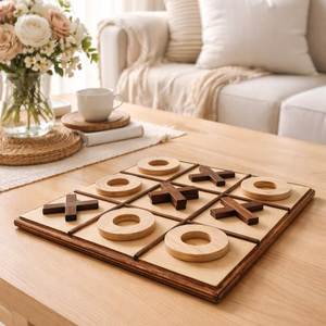 Juego de Tic Tac Toe de Madera Hecho a Mano con Diseño Clásico Fab, Tablero de Juego con Bloques X y O Impresos - Product Image 3