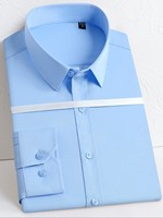 Chemise Homme Unie Slim à Revers Manches Longues en Viscose/Coton Écologique et Infroissable pour Tenues Décontractées, Professionnelles, Mariages et Rendez-vous