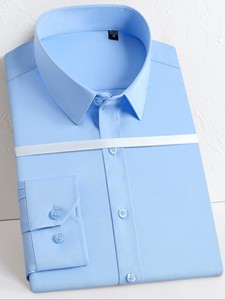 Chemise Homme Unie Slim à Revers Manches Longues en Viscose/Coton Écologique et Infroissable pour Tenues Décontractées, Professionnelles, Mariages et Rendez-vous - Product Image 5