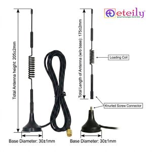 Antena Magnética Vertical Eteily Modelo ET-5G15M-1L3-SMS-S16 5G 15.0dBi con Cable RG174 para Conector Macho, Fabricada en India - Product Image 2