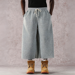 Pantalones Cortos Capri de Algodón 100% Terry con Dobladillo Deshilachado Personalizado para Hombre, Tallas Grandes, Estilo Casual y Urbano - Product Image 1