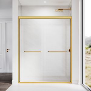Porta Doccia in Vetro Temperato Trasparente Certificato Spesso 56-60 Pollici Larghezza X 72 Pollici Porta Doccia Semi-Frameless Regolabile in Altezza - Product Image 1