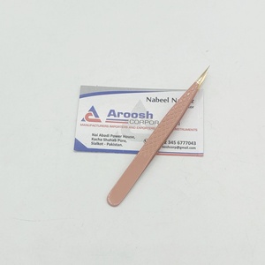 ขนตาปลอมแบบแยกสีทองเคลือบพีชใช้สำหรับต่อขนตาปลายแหลมทำจากสเตนเลสสตีล - Product Image 5