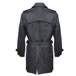 Manteau long en cuir à faible MOQ, design personnalisé, pour usage extérieur, vêtements pour hommes, couleur personnalisable - Product Image 3