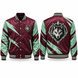Chaqueta Varsity Personalizada para Adultos, Bordado Personalizado, Corte Relajado, Acabado Suave, Cierre Frontal con Cremallera, Combinación de Colores para Fanáticos - Product Image 1
