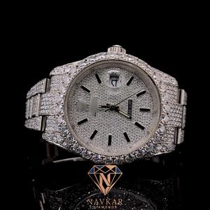 Montres mécaniques automatiques de luxe en or, serties de diamants véritables et de moissanite VVS, style Hip Hop Iced Out, pour hommes - Product Image 1
