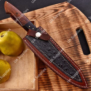 Couteau de chef professionnel en acier Damas forgé à la main, ambidextre, manche ergonomique en bois de rose, bolster en G10 Micarta, étui inclus - Product Image 6