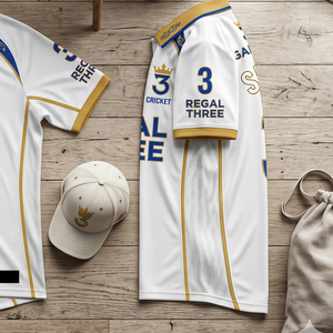 เสื้อคริกเก็ต Regal Three 27 สีส้ม สำหรับผู้ใหญ่ แบบยูนิเซ็กซ์ ระบายอากาศได้ดี ผลิตจากโพลีเอสเตอร์ เสื้อกีฬา ชุดกีฬา เสื้อพิมพ์ลายสำหรับเล่นกีฬา ยูนิเซ็กซ์ - Product Image 6