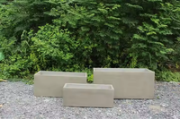 Set 2 Pot Tanaman Taman Luar Ruangan Persegi Kontemporer dari Beton Ramah Lingkungan Berdinding Tebal dan Tahan Lama, Pot Bunga Awet Grosir