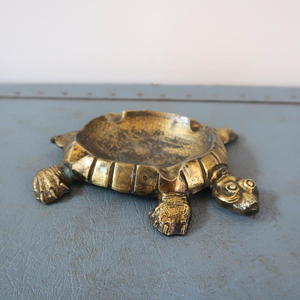 Cendrier vintage en laiton massif en forme de tortue, plat de rangement tortue de mer - Product Image 3