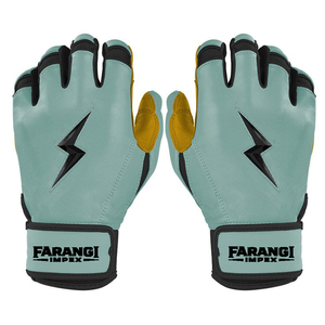 Cowhide Premium All Black Cabretta <b>Leather</b> Baseball Batting Gloves Short <b>Cuff</b> Adjustable Hook and Loop <b>Wrist</b> Strap Custom Logo - Product Image 3