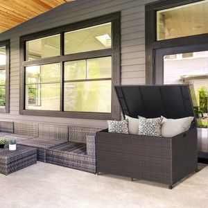 Boîte de rangement extérieure en osier de 133 gallons avec doublure zippée pour le jardin, la terrasse ou le patio - Product Image 2