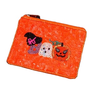 Exclusive New Design Embroidery <b>Pink</b> & White Beaded BOO Halloween Coin Pouch beautiful stylish good looking design coin <b>purse</b> - Product Image 4