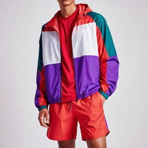 Ensembles de vêtements de sport coupe-vent pour hommes, ensembles de survêtements 100% nylon, sweats à capuche et shorts imperméables - Product Image 2