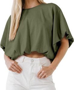 Regular Fit Crop <b>Top</b> Women's Eco-Friendly Velvet Casual Solid O-Neck Short Sleeve Summer T-Shirt <b>Feather</b> Decorated 180g - Product Image 1