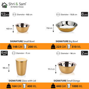 64 PCS Stainless Steel <b>Dinnerware</b> <b>Set</b> for 6 People Signature Gold PVD Coating Shiny and Elegant - Product Image 5