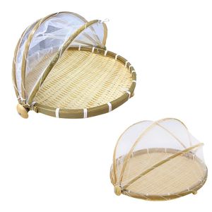 Premium Vietnamese BAMBOO <b>TRAY</b> with Mesh Cover Handmade Fruit and Snack <b>Tray</b> Home Decor - Product Image 1