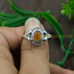 Anillo de Piedra Preciosa Cornalina Naranja Natural, Plata de Ley 925, Anillo Hecho a Mano, Anillo de Diseño Vintage para Mujer, Joyería - Product Image 3