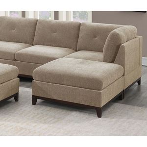 Tessuto ciniglia cammello 9pc Set di mobili componibili componibili 3 cunei angolari 4 poltrone senza braccia 2 pouf trapuntati a vista - Product Image 4