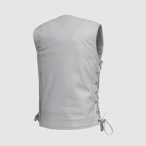 Gilet en cuir premium pour femme, en cuir de vachette véritable, décontracté, sans manches, avec logo personnalisé, pour motardes - Product Image 2