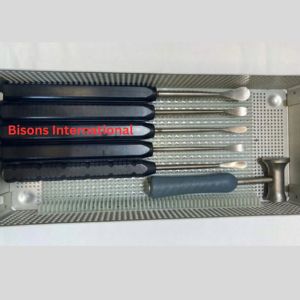 ชุดเครื่องมือผ่าตัดกระดูกสันหลังสีดำ 6 ชิ้น ยี่ห้อ Bisons International Cobb Elevator Set ได้รับการรับรองมาตรฐาน CE ระดับ Class I สำหรับการผ่าตัดกระดูกอ่อน - Product Image 1