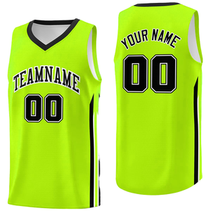 Free Design Customization Logo Printing Men's Neon Green Basketball Jersey Breathable Quick Drying Throwball Shirt - Product Image 1
