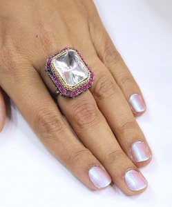 STUNNING SPARKLES Beautiful Premium Quality <b>Brass</b> Gold Plated Zircon Stone Look Adjustable Trendy <b>Ring</b> for Wedding Wear Women - Product Image 2