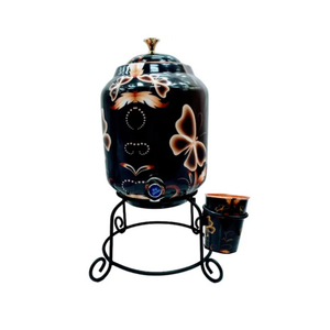 Handmade Water <b>Dispenser</b> Water <b>Dispenser</b> with Copper Lid and Tap Set Retro Leaf Pattern Design for Kitchen Use 17cm Height - Product Image 4