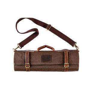 13 Pocket Chef Knife Roll Bag Waxed Canvas & Genuine <b>Leather</b> Knife Carrier for Chef Travel Friendly Culinary <b>Tool</b> Bags - Product Image 1