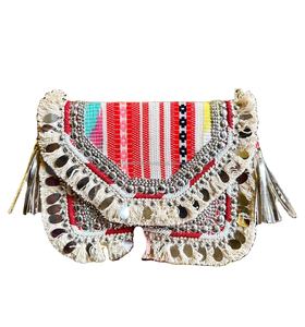 Bolso de cuero de gamuza con flecos de Banjara bordado a mano, bolso bordado a mano para mujer, bolso de mano de LUXURY CRAFTS - Product Image 1
